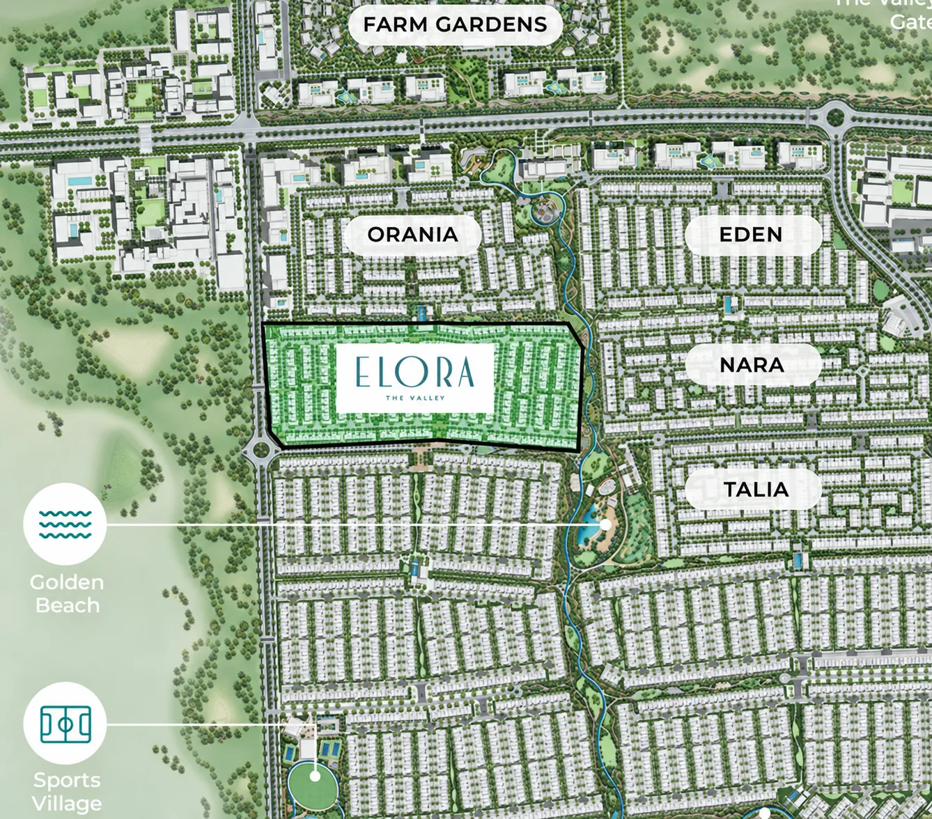 Lunaya masterplan showing lagoons, parks, villas and Lunaya Terraces